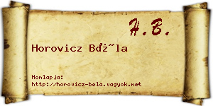 Horovicz Béla névjegykártya